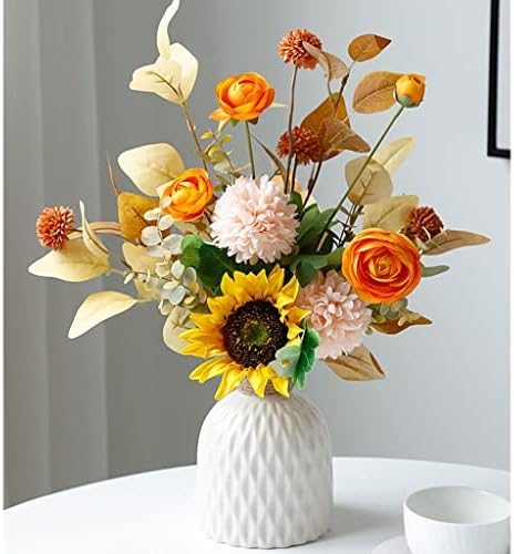 Silk Artificial Flower Branch with Ceramic Vase Set
