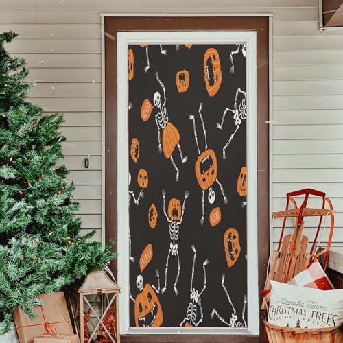 Susiyo Halloween Skeletons Pumpkins Door Cover 32x79 Inch