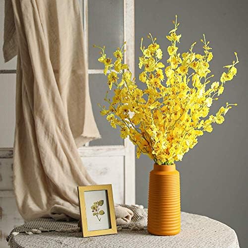 Kisflower 12Pcs Yellow Artificial Orchids for Wedding Decor