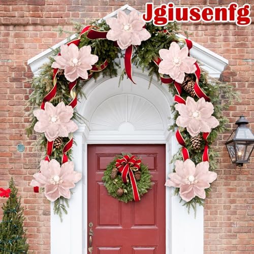 8 Pcs Large Christmas Magnolia Flowers Artificial Decor