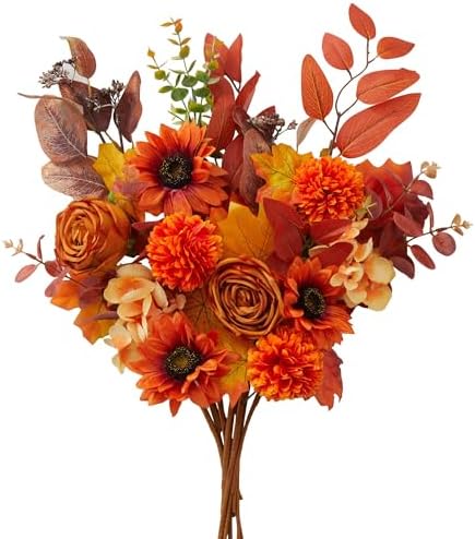 Annas Whimsy Artificial Fall Flower Bouquet with Pumpkins