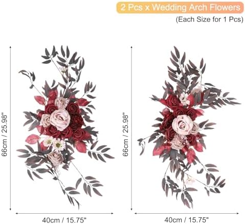 PATIKIL Wedding Arch Flowers 2Pcs Wine Dark Rose