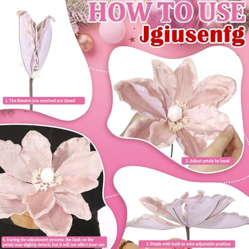 8 Pcs Large Christmas Magnolia Flowers Artificial Decor