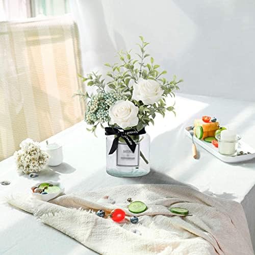 Artificial Flowers with Glass Vase Set