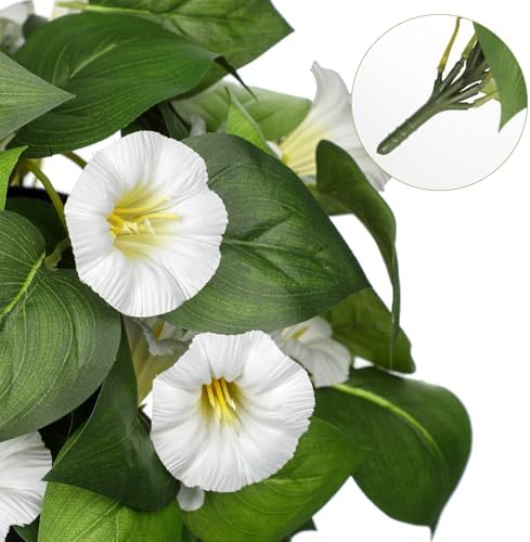 Briful Artificial Hanging Flowers 2 Pack White