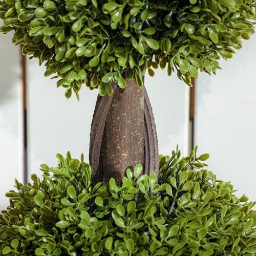 HOMCOM Artificial Plants Set of 2 Green Boxwood Trees
