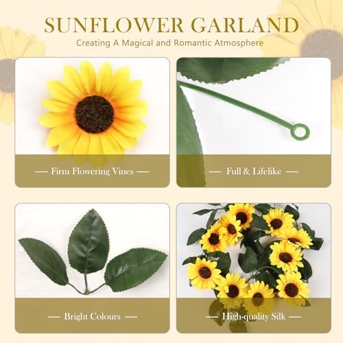 Beferr 2 Pack Artificial Sunflower Vines Garlands 75ft Pcs