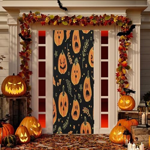 Susiyo Halloween Pumpkin Door Cover 32x79 in