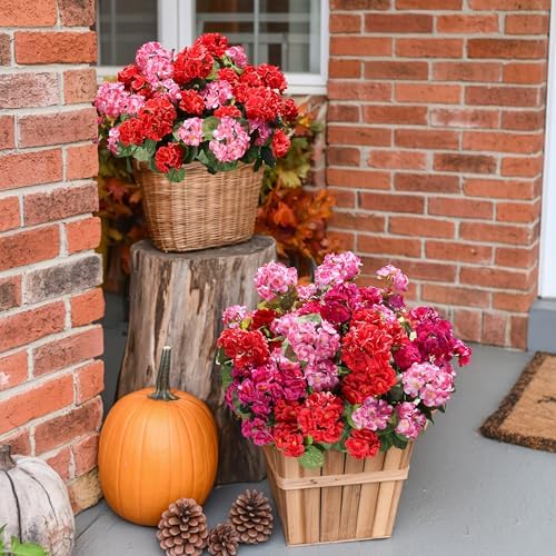 HyeFlora Artificial Geraniums with 6 Bundles