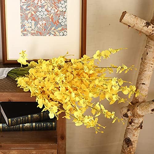 Kisflower 12Pcs Yellow Artificial Orchids for Wedding Decor