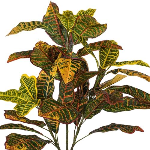 Vickerman 34 Inch Artificial Green and Orange Croton Plant