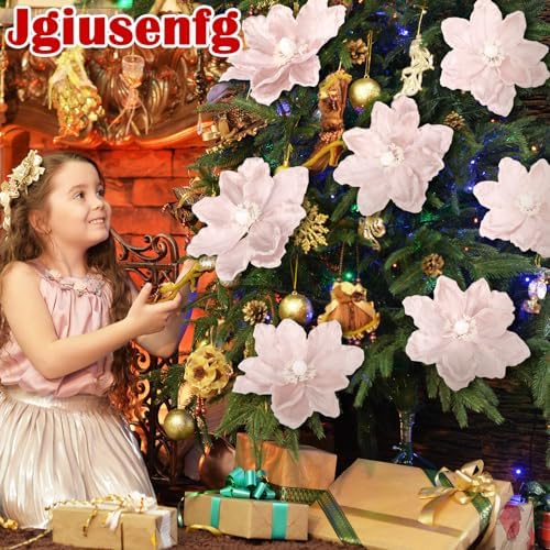 8 Pcs Large Christmas Magnolia Flowers Artificial Decor