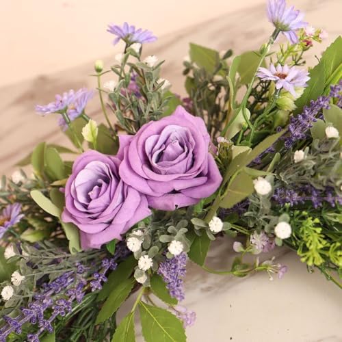 Lovmeety Artificial Spring Daisy Swag with Green Leaves
