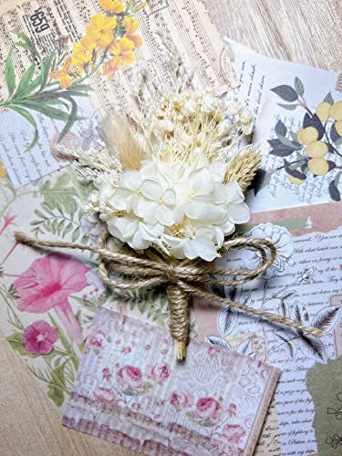 Dried Flower Boutonniere - Ivory Rustic Elegant Design
