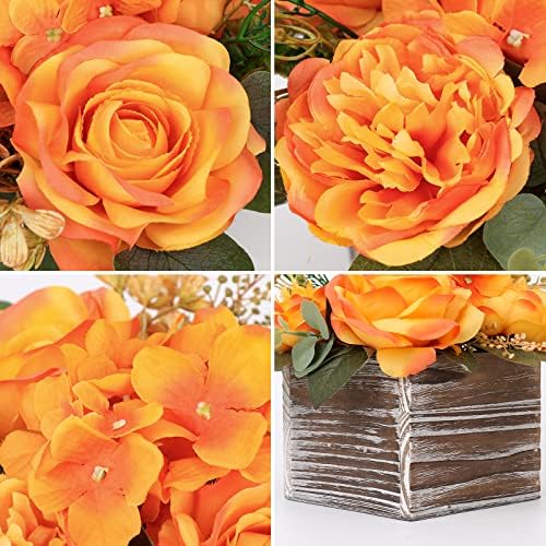 DILATATA Artificial Flower Arrangement 8 Inch Wooden Pot