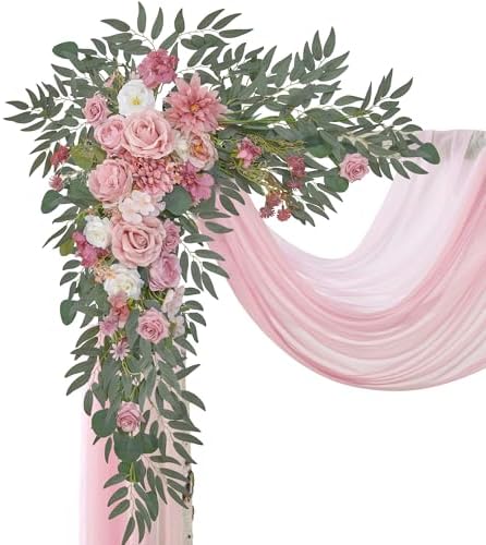 Dusty Rose Wedding Arch Flowers with Drape Kit Pack of 4