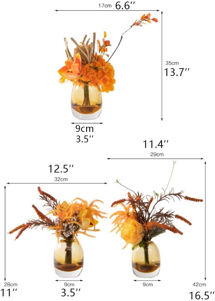 LMJYU Artificial Flowers in Glass Vase Autumn Wedding Christmas Decor