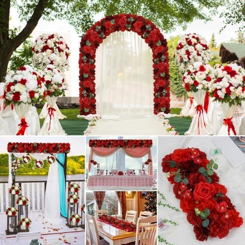 Silk Rose Arch Centerpiece - Wine Red 2086x944 Inch