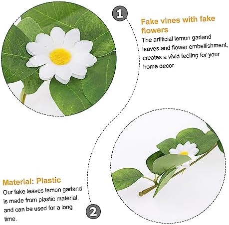 2pcs Artificial Lemon Garland with Dried Slices and Green Leaves