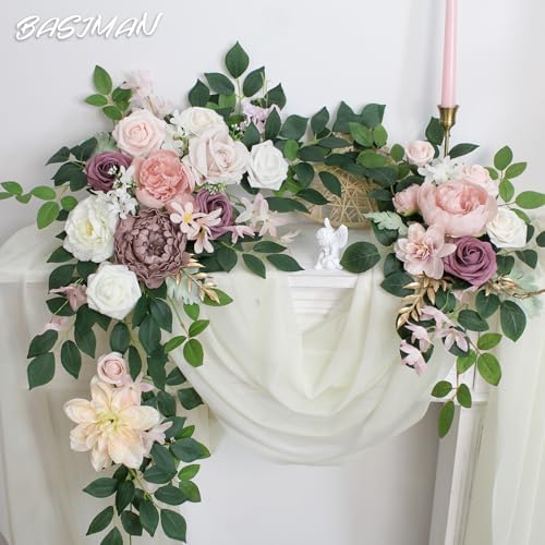 BASIMAN Arch Flowers with Drapes Kit for Wedding Decor