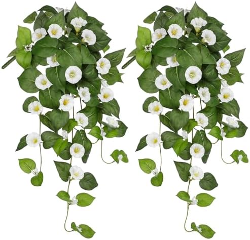 Briful Artificial Hanging Flowers 2 Pack White