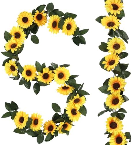 Beferr 2 Pack Artificial Sunflower Vines Garlands 75ft Pcs