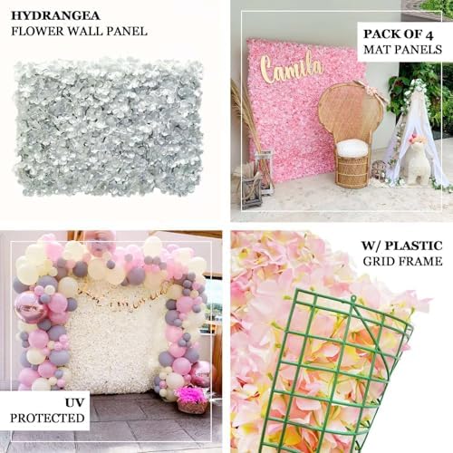 Efavormart 4 Piece Blush Silk Hydrangea Flower Decor Mat
