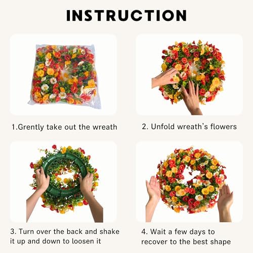 Florielle 20 Inch Fall Wreath with Petunias and Morning Glories