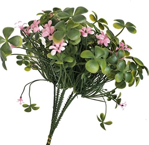 Artificial Clover Bushes 3PCS Pink Home Decor