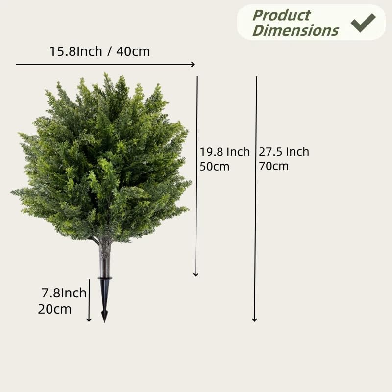 Wliwwo Artificial Cedar Topiary Ball 275 Set of 2 Outdoor Faux Plant