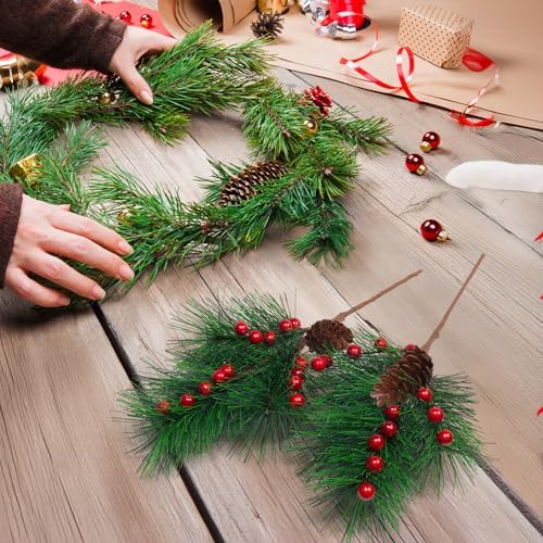 6 Pack Christmas Berries Artificial Pine Picks