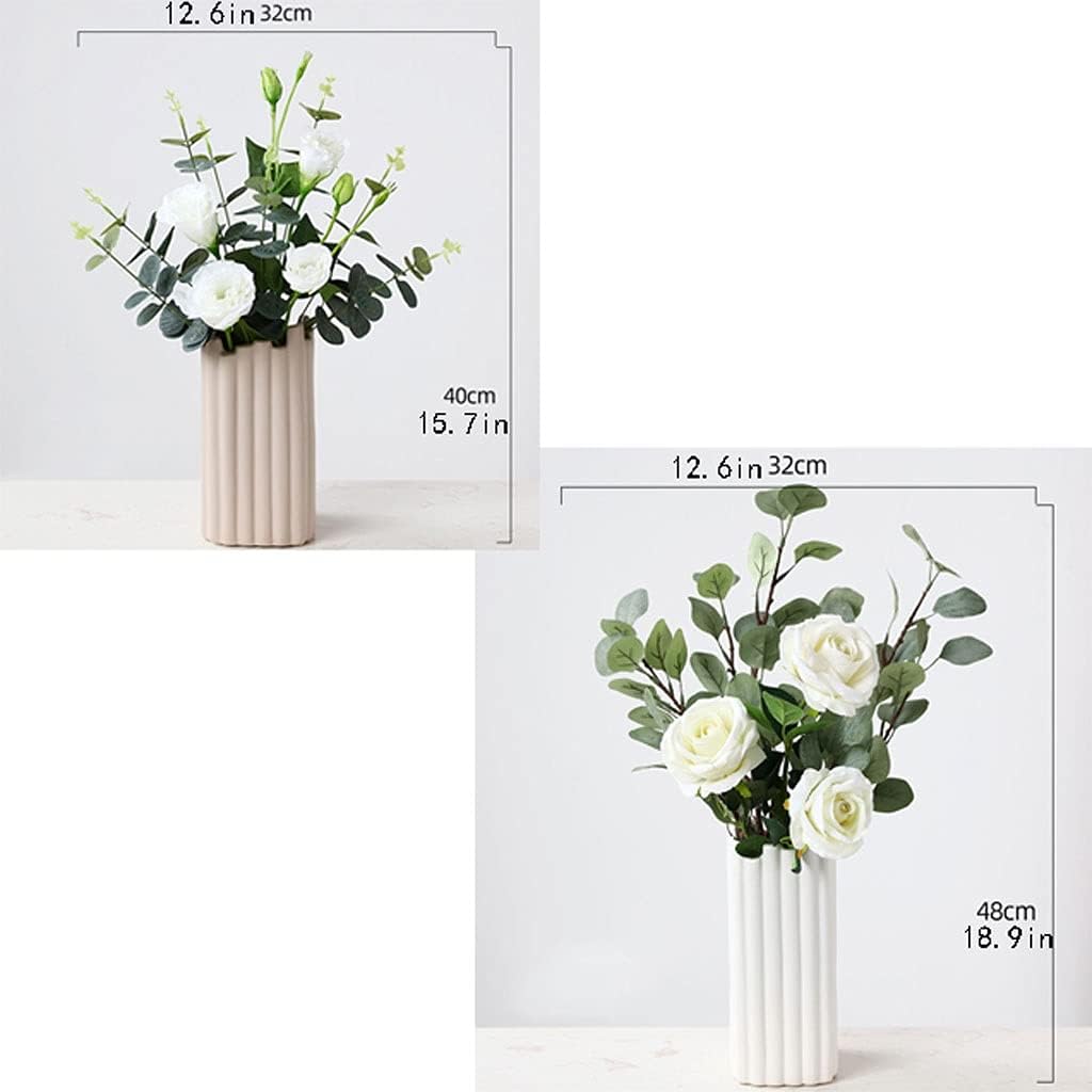 Retro Rose Artificial Flowers Ceramic Vase Decoration