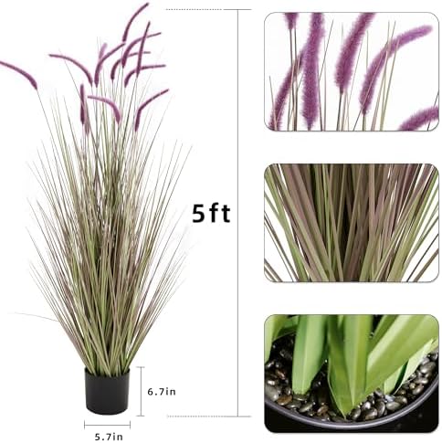 KOL Artificial Purple Horsetail Grass 5ft 2-Pack