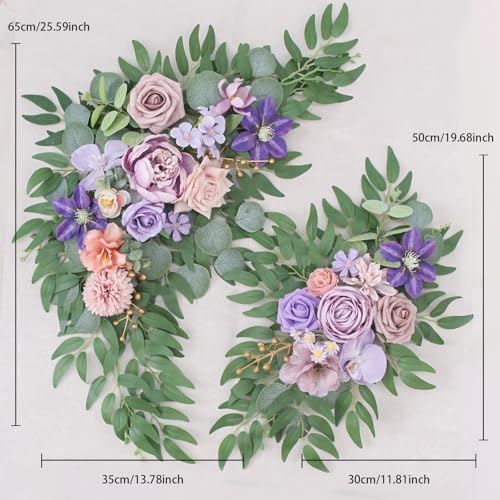 Set of 2 Purple Artificial Wedding Arch Flowers