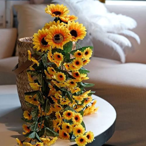 Efavormart 22 Inch Artificial Sunflower Vine Bush Decor