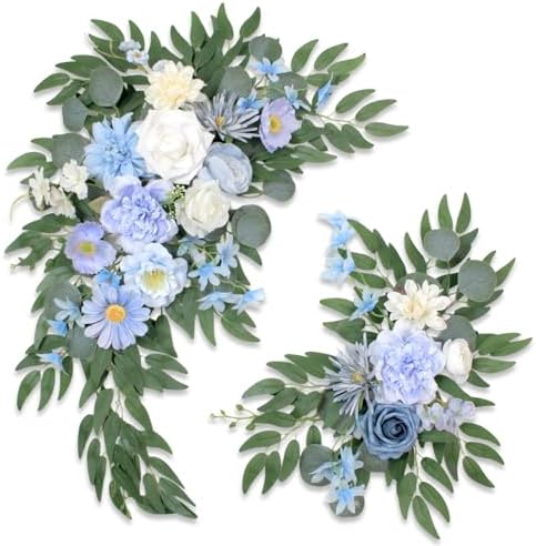 Odouzy Reusable Blue Artificial Wedding Arch Flowers