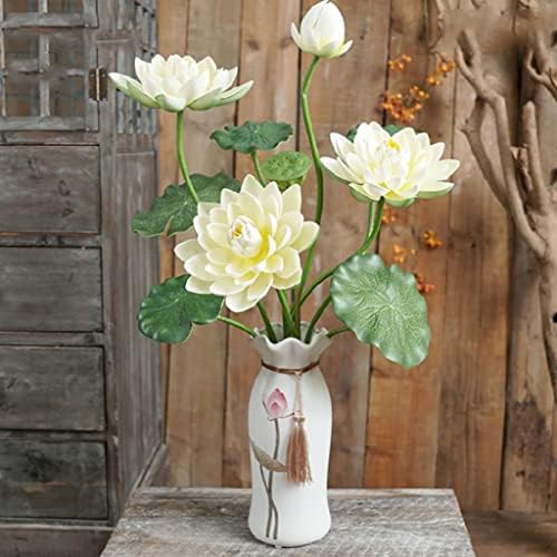 Artificial Lotus Flowers with Vase Real Touch Home Decor