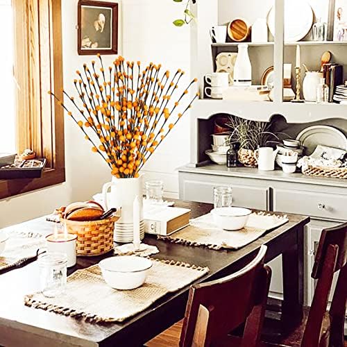 30Pcs Artificial Orange Berry Stems for Fall Decor