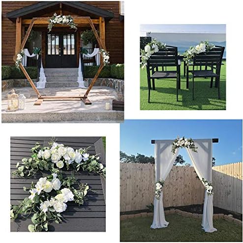 3PCS Wedding Arch Flowers Set with White Roses and Eucalyptus