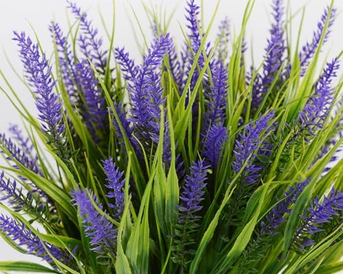 SzJias 20 Pcs Fake Outdoor Plants Artificial Grass UV Resistant Bushes Greenery