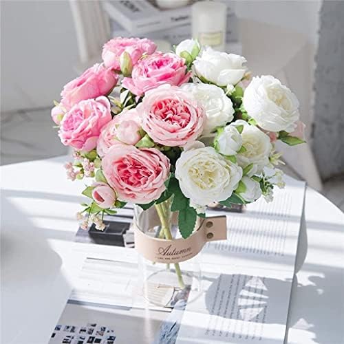 White Roses Artificial Flowers Silk Peonies Wedding Decorative Vase