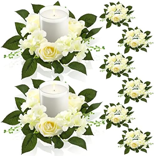 Jutom 8 Pcs Wedding Rose Candle Rings Garland Decor
