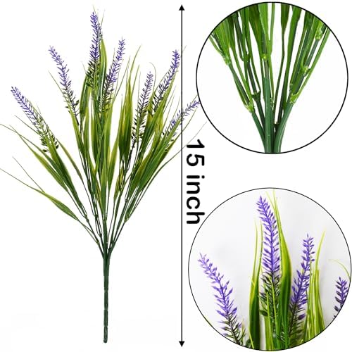 SzJias 20 Pcs Fake Outdoor Plants Artificial Grass UV Resistant Bushes Greenery