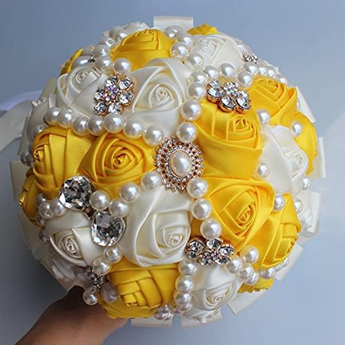 Artificial Yellow Ivory Rose Artificial Flower Bouquet