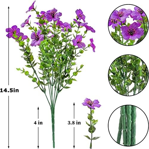 Schedulty Artificial Flowers 18 Bundle UV Resistant Fake Wild Flower Bouquets