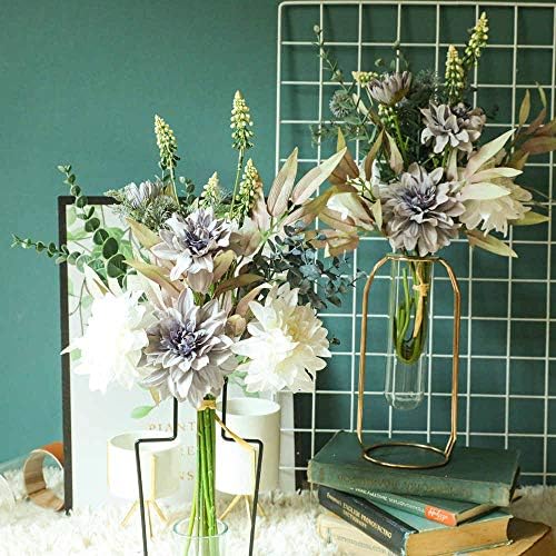 KIRIFLY Artificial Flowers Bouquet with Plastic Stems Purple White