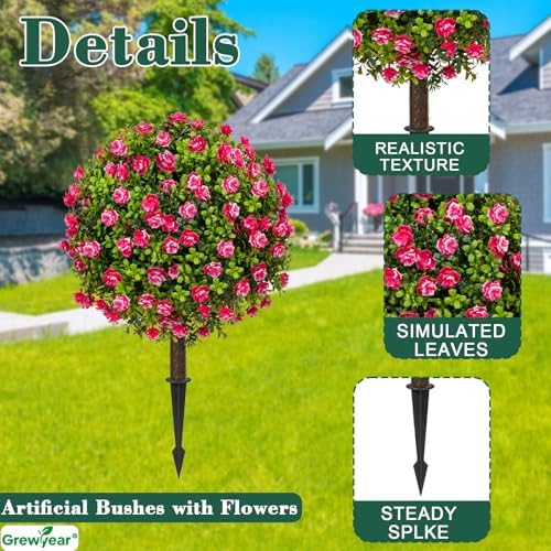 Artificial Topiary Ball with Ground Spike Set of 2 1