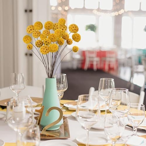 24 PCS Dried Craspedia Billy Balls Flowers Yellow