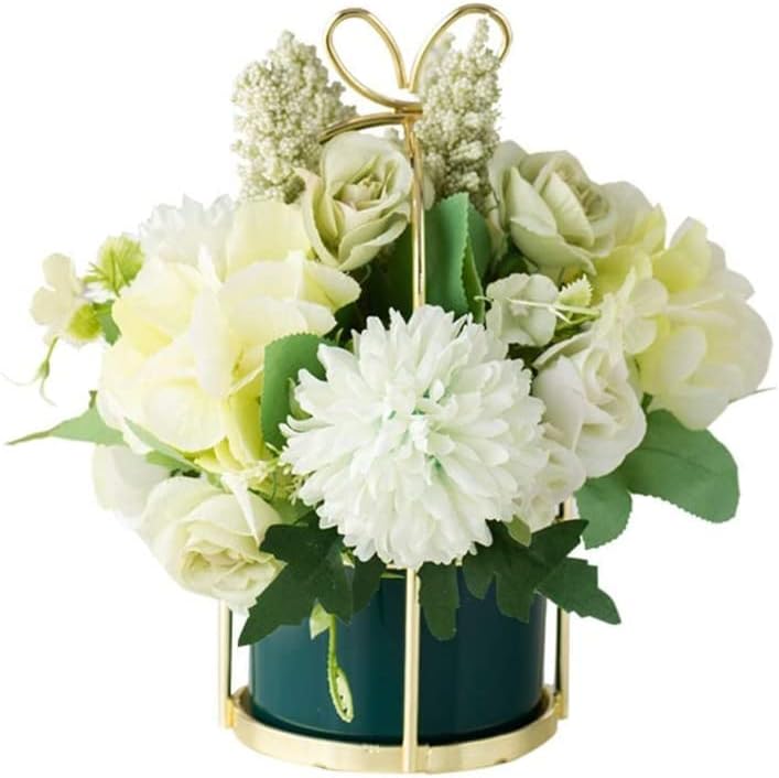 Artificial Flowers with Silk Petals and Ceramic Pot
