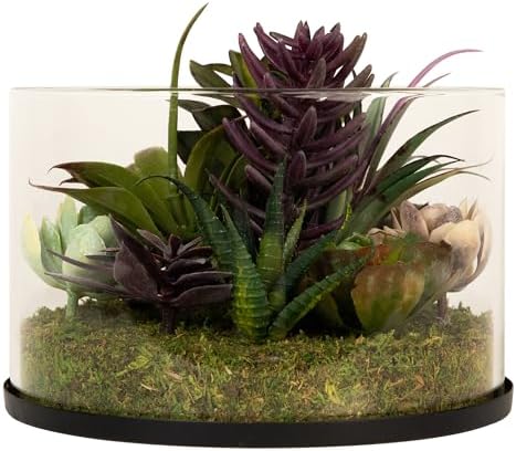 Northlight Artificial Mixed Succulent in 8 Round Glass Jar Green